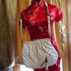 WHITE MARC JACOBS ITALY QUILTED HOBO SHOULDER BAG